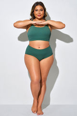 Plus Size Basic Dark Green Bikini Brief