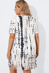 Front Slit Fringe Trim Tunic Cover Up