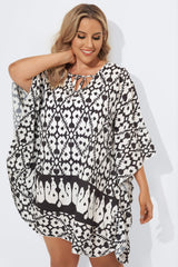 Plus Size Black & White V-Neck Cover Up
