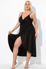 Black Backless Spaghetti Strap Long Cover Up