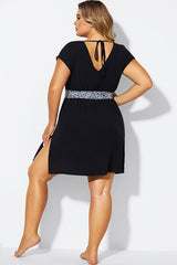 Black V-neck Side Slit Tunic Cover Up