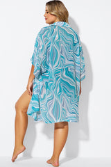 Tide Ripple V-Neck Button Thing Tunic