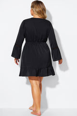 Black Low Neck & Tassel V-Neck Cover Up Tunic