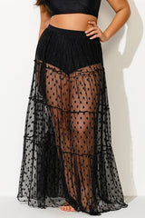 Full Length Polka Dots Mesh Sarong Cover Up