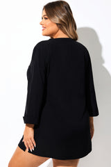 Solid Black Pullover Tunic Swimsuit Cover Up