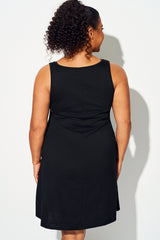 Plus Size Solid Black Sleeveless Cover Up