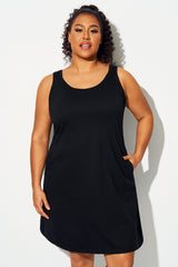 Plus Size Solid Black Sleeveless Cover Up