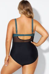 V-Neck Colorblock Tummy Control One Piece Swimsuit