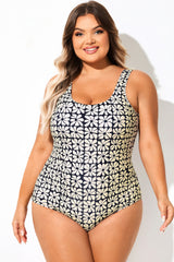 Tie-Dye Shirred Sport One Piece Swimsuit