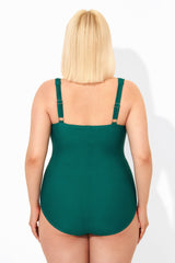 Green Tummy Control Modern One Piece Swimsuit