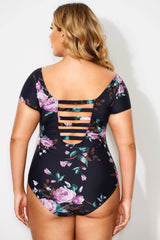 Flower Printed Elastic Women One Piece Swimsuit