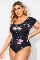 Flower Printed Elastic Women One Piece Swimsuit