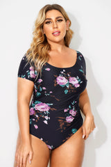 Flower Printed Elastic Women One Piece Swimsuit