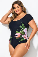 Black Mesh Flower Lady One Piece Swimsuit