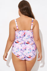 Pink Sweetheart Neckline Tie Dye One Piece Swimsuit