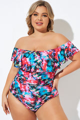 Gorgeous Flower Off The Shoulder One Piece Swimsuit