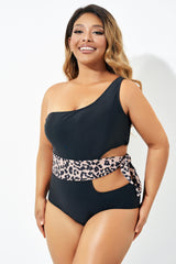 Sexy Leopard Print Tie Cut Out One Piece Swimsuit