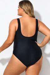 Black Flower Printed Women One Piece Swimsuit