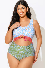 Daisy Patch Printed Knotted One Piece Swimsuit