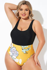 Floral Print Cutout Low Waist One Piece Swimsuit