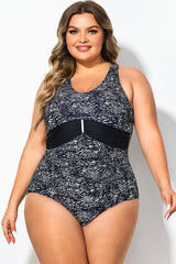 Black & White Zebra Print Ruched Front One Piece Swimsuit