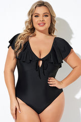 Black Sexy Cut Out Sleeves One Piece Swimsuit
