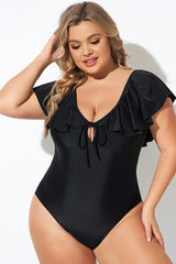 Black Sexy Cut Out Sleeves One Piece Swimsuit