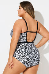 Leopard Print Deep V-Neck One Piece Swimsuit