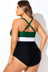 Contrast Twist Front Skinny One Piece Swimsuit