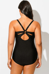 Black Cut Out V-Neck One Piece Swimsuit