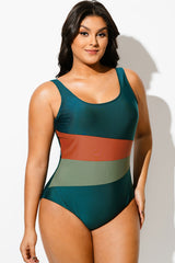 Colorblock Patchwork Push Up One Piece Swimsuit