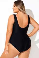 Blue Floral Print Wrap Look One Piece Swimsuit