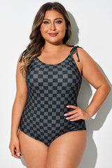 Plus Size Adjustable Bow-Tie Strap One Piece Swimsuit