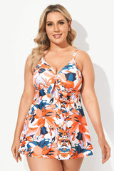 Sweetheart neckline Flower Backless Tie Front Swimdress
