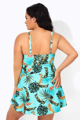 Sweetheart Neckline Print Tie Front Underwire Swimdress