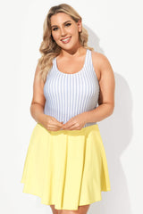 Classic Stripe Round Collar Swimdress for Lady
