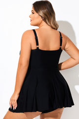 Black Colorblock All-In-One Swimdress