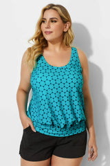 Green Scoopneck Polka Dots Women Tankini Top