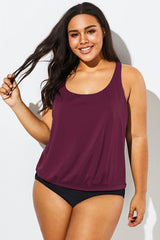Wine Racerback Classic Blouson Tankini Top