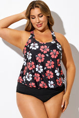 Floral Print Racerback Tummy Control Blouson Tankini Top