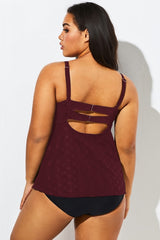 Wine Flyaway Flowy Twist Front Tankini Top