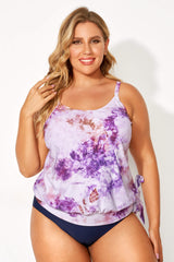 Tie Dye Printed V-Neck Women Tankini Top