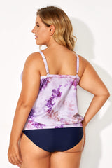 Tie Dye Printed V-Neck Women Tankini Top