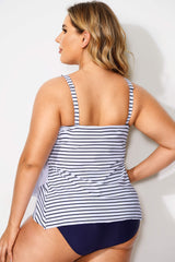 Black & White Stripes Scoop Neck Tankini Top
