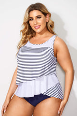 Black & White Stripes Scoop Neck Tankini Top
