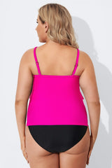 Pink Vintage Round Neck Women Tankini Top