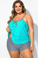 Fashionable Striped bowknot Spaghetti Strap Tankini Top