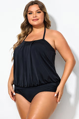 Soild Black Sexy Loose Bandeau Tankini Top