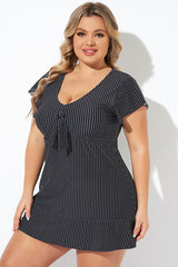 Textured Dot Flutter-Sleeve Cap Sleeves Tankini Top
