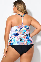 Flower Printed Racerback V neckline Tankini Top